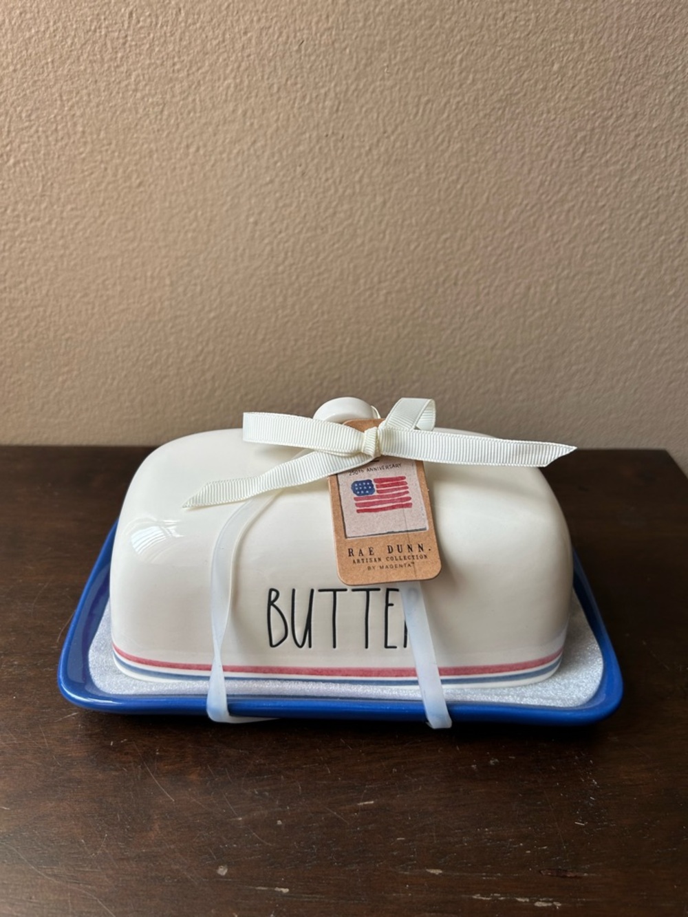 Rae Dunn Butter Dish Americana July 4th New Ceramic